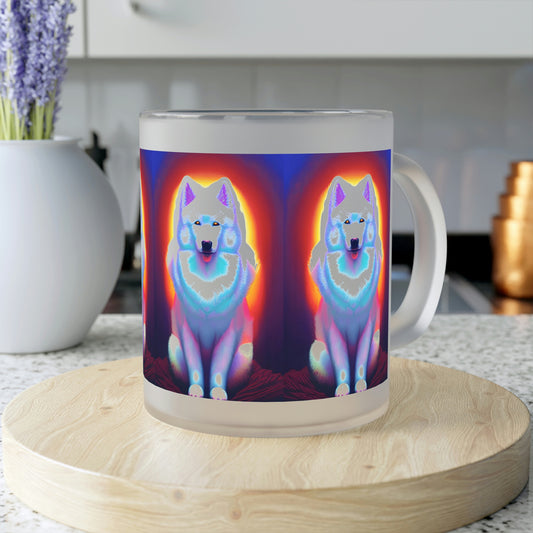 Samoyed Sunrise Frosted Glass Mug