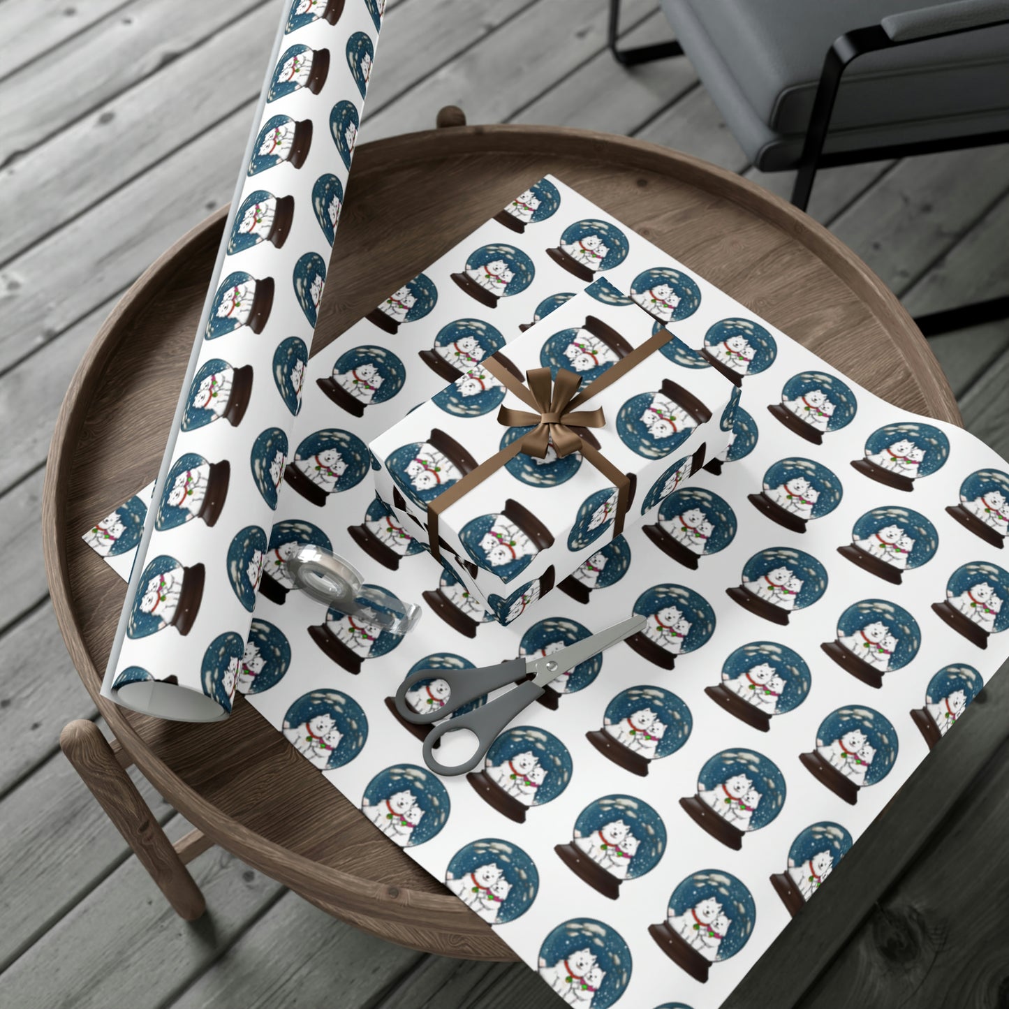 Samoyed Winter Snow Globe Gift Wrap Papers