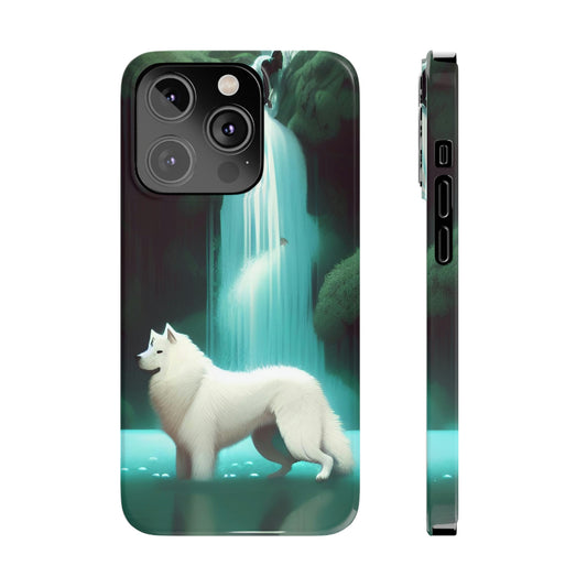 Majestic Samoyed Waterfall Slim Phone Cases, Case-Mate