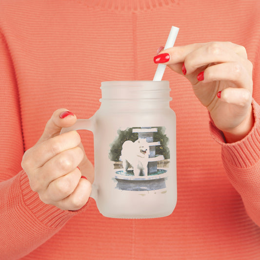 Samoyed in the Fountain Mason Jar